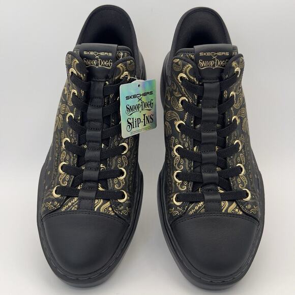 Skechers x Snoop Dogg Slip-Ins Sneakers Black Gold Paisley Print Men’s Size 8 - Picture 4 of 8